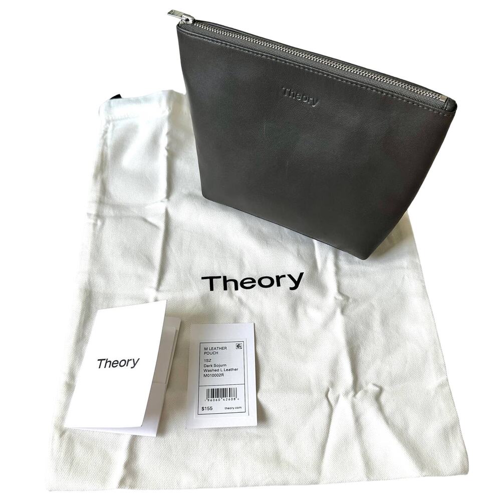 Theory Dark Sojourn Washed Leather Pouch/Clutch